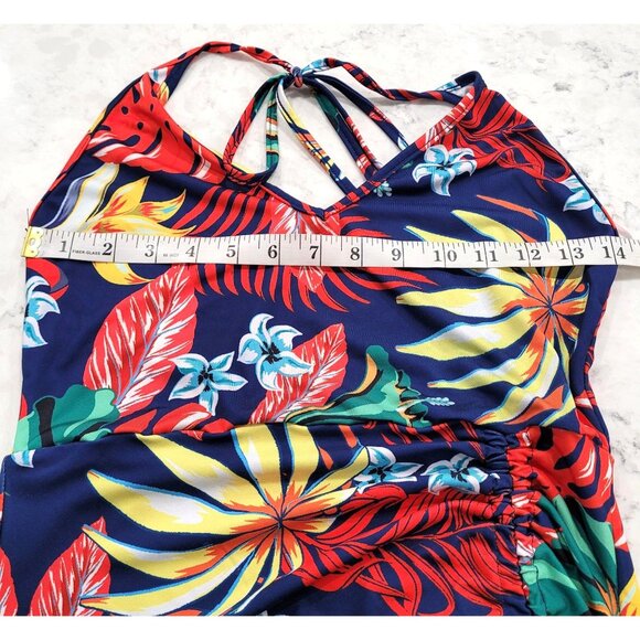 Shein Tropical Floral Maxi Halter Dress with Adjustable Tie & Side Slit Size S - Picture 9 of 12